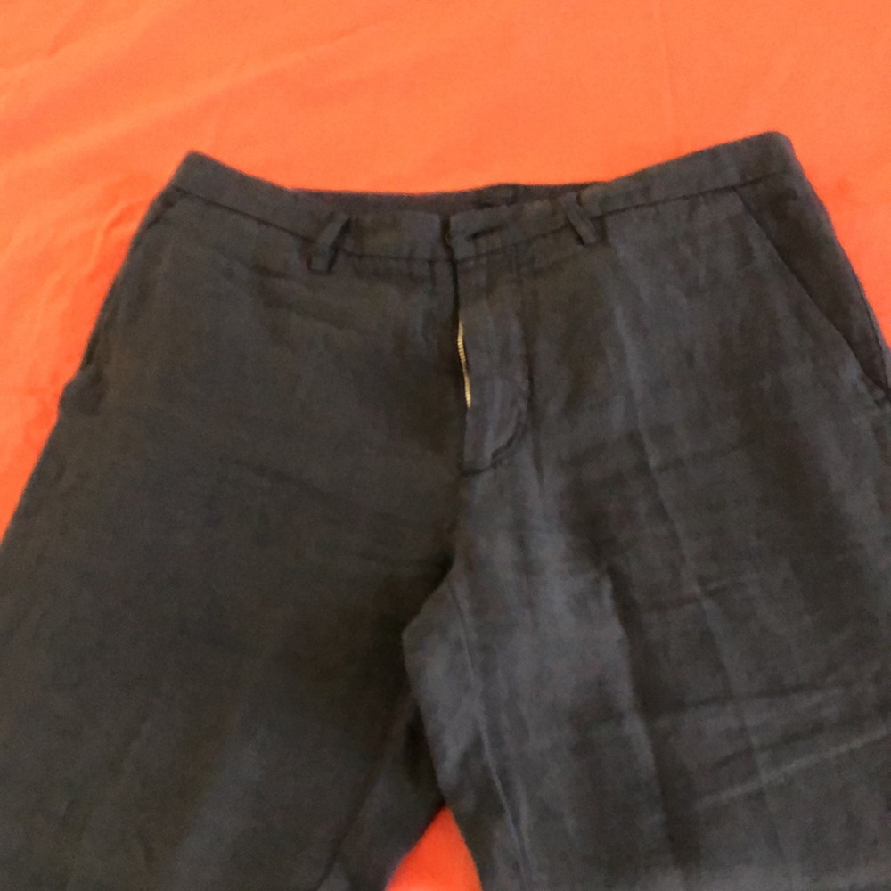 Men's navy blue linen Pants - Picture 8 of 10